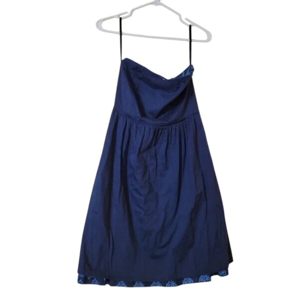 Old Navy Strapless Dress womens S/6 Blue 100% cotton boho mini A-line sweetheart